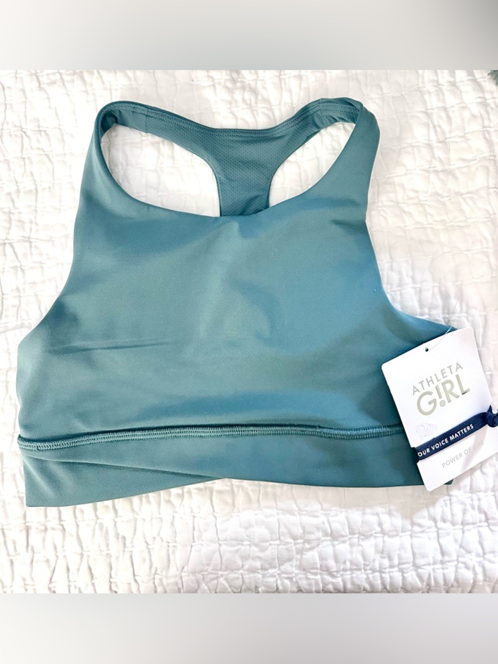 NWT Athleta Girl Transcend Crossover Bra XL 14 Teal VitaFree Activewear